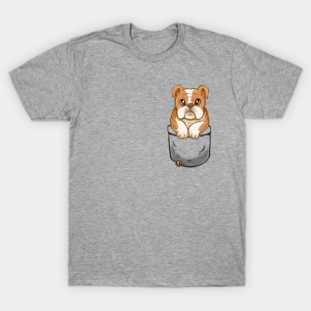 Pocket Cute English Bulldog Puppy T-Shirt by TechraPockets